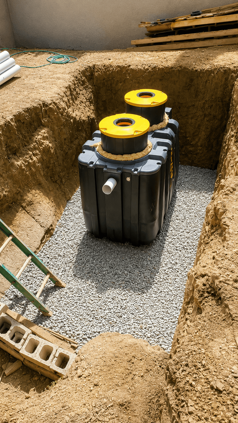 Septic tank installation in progress