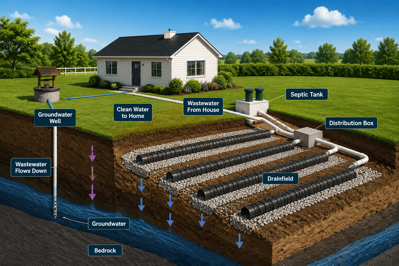 Diagram of a conventional septic system