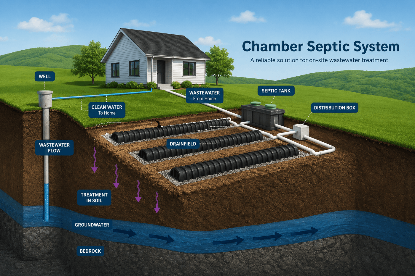 Diagram of a chamber septic system