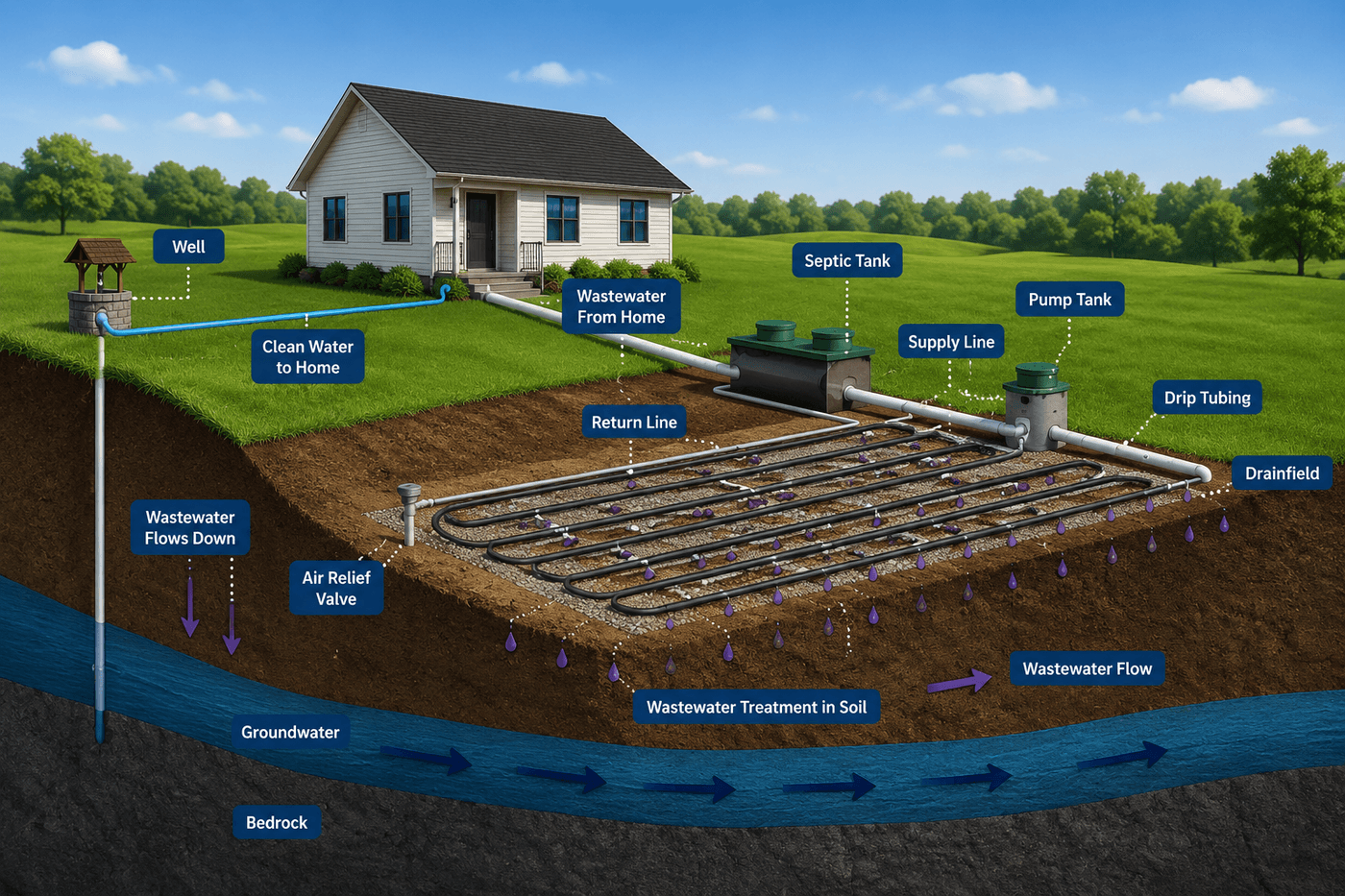 How a drip distribution septic system works