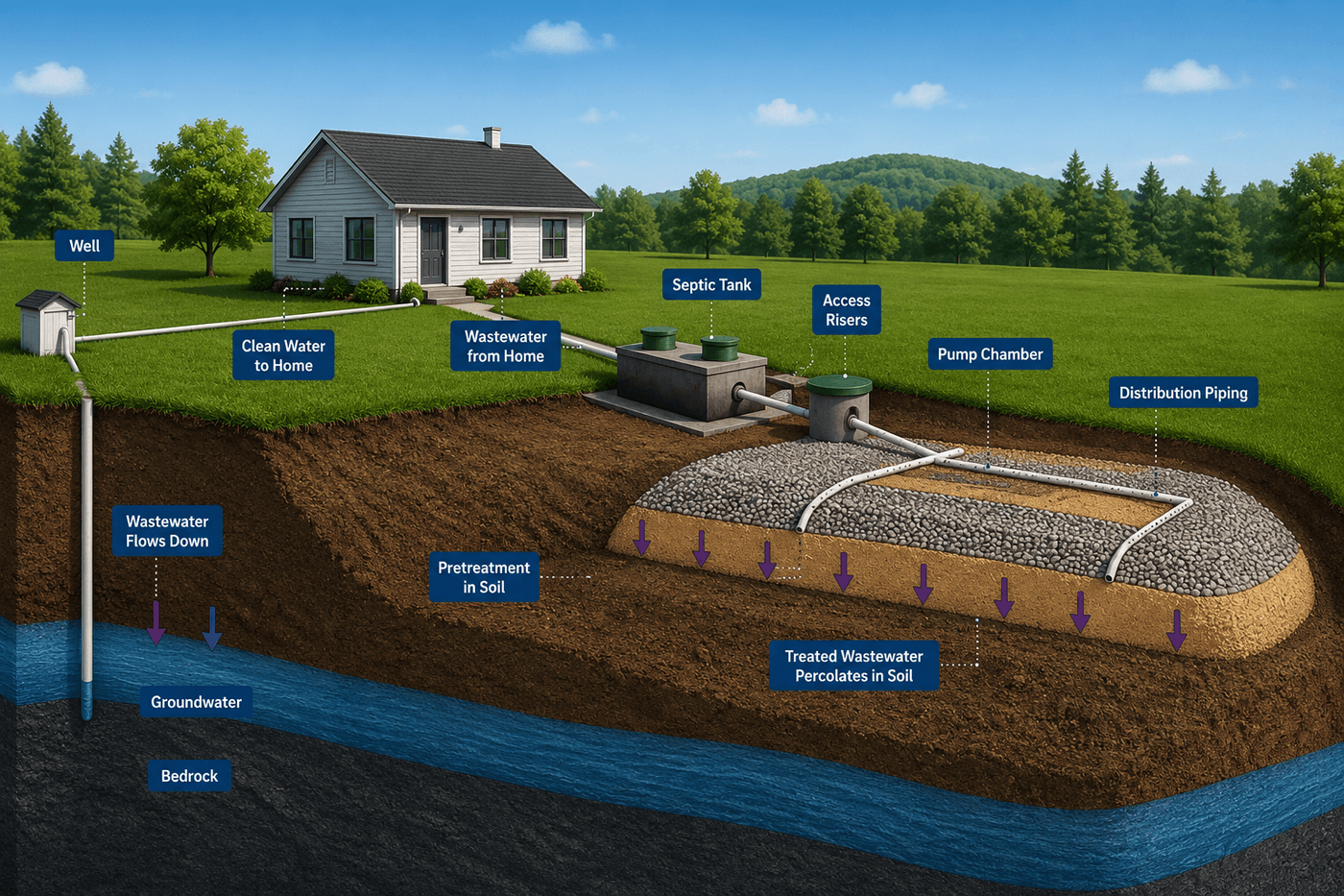 How a mound septic system works