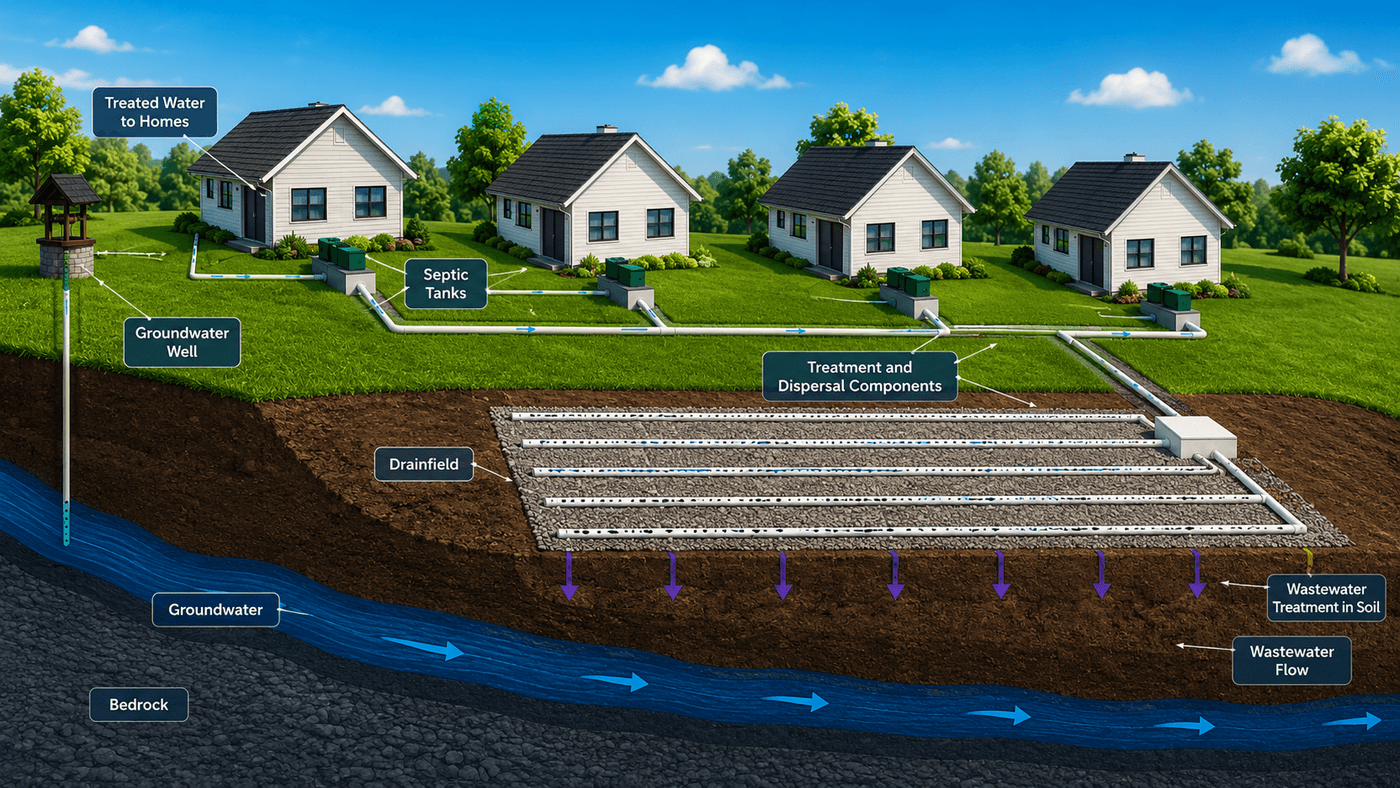 How a cluster or community septic system works
